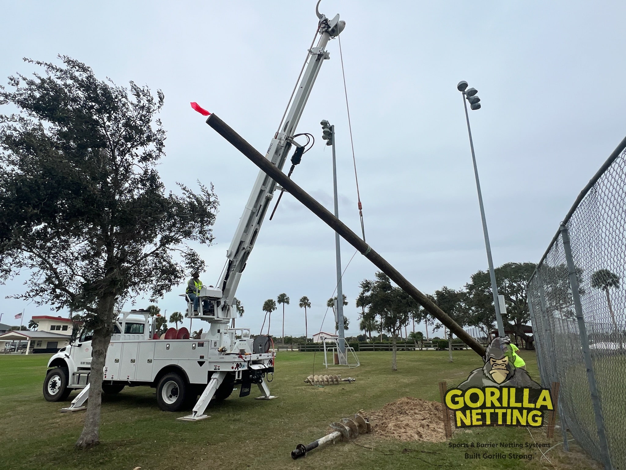 Blackstone Park Pole Installation for Perimeter Netting System