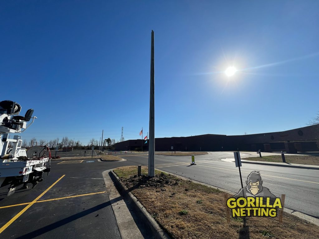 Lighting pole installation.