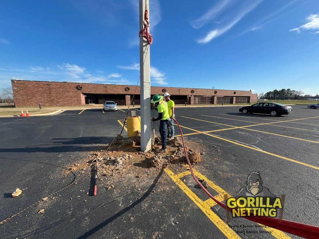 Lighting pole installation.