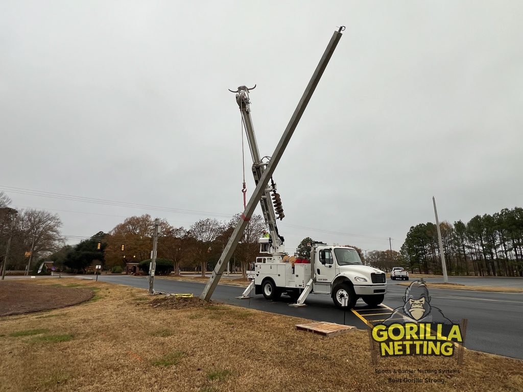 Lighting pole installation.